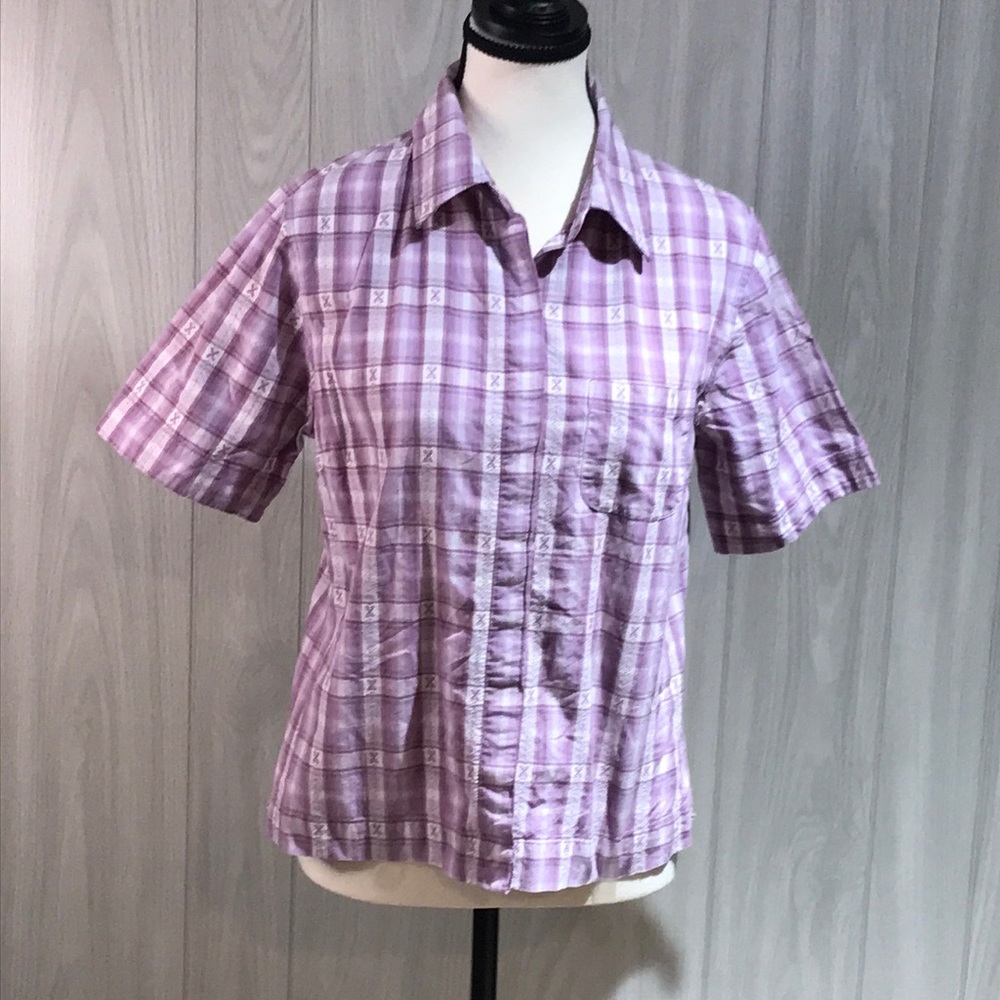 Vintage DCC missy short sleeve button down shirt size large